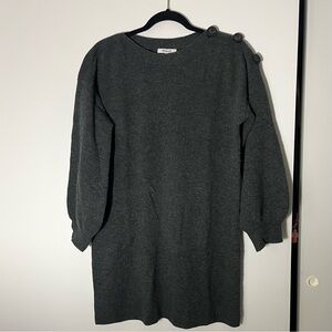 Madewell Charcoal Button-Accent Sweater Dress